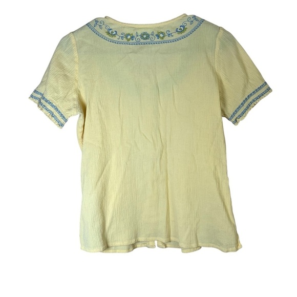 Lot Of 2 VTG Y2K Button Up Embroidered Gauzy Crepe Cotton Shirt Top Womens Sz XS - Picture 5 of 10